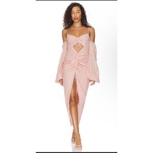 Rumer Chloe Maxi Dress Size X- Small Pink Ruched Front